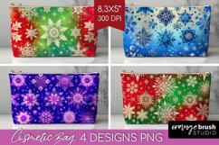 Snowflakes Cosmetic Bag - Christmas Makeup Bag PNG Product Image 1