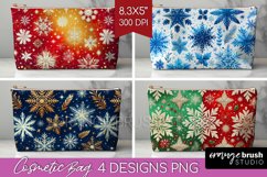 Snowflakes Cosmetic Bag - Christmas Makeup Bag PNG Product Image 1