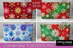 Snowflakes Cosmetic Bag - Christmas Makeup Bag PNG Product Image 1
