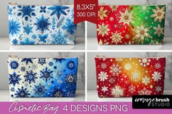 Snowflakes Cosmetic Bag - Christmas Makeup Bag PNG Product Image 1