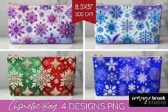Snowflakes Cosmetic Bag - Christmas Makeup Bag PNG Product Image 1