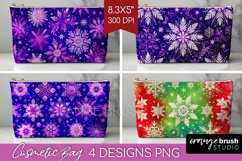 Snowflakes Cosmetic Bag - Christmas Makeup Bag PNG Product Image 1