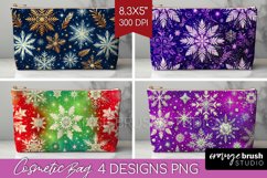 Snowflakes Cosmetic Bag - Christmas Makeup Bag PNG Product Image 1