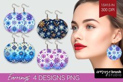Snowflakes Round Earrings - Christmas PNG Sublimation Product Image 1