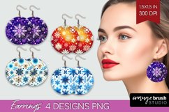Snowflakes Round Earrings - Christmas PNG Sublimation Product Image 1