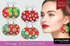Snowflakes Round Earrings - Christmas PNG Sublimation Product Image 1
