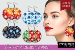 Snowflakes Round Earrings - Christmas PNG Sublimation Product Image 1