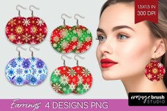 Snowflakes Round Earrings - Christmas PNG Sublimation Product Image 1