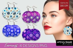 Snowflakes Round Earrings - Christmas PNG Sublimation Product Image 1