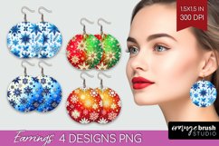 Snowflakes Round Earrings - Christmas PNG Sublimation Product Image 1