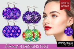 Snowflakes Round Earrings - Christmas PNG Sublimation Product Image 1