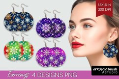 Snowflakes Round Earrings - Christmas PNG Sublimation Product Image 1