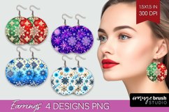 Snowflakes Round Earrings - Christmas PNG Sublimation Product Image 1