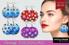 Snowflakes Round Earrings - Christmas PNG Sublimation Product Image 1