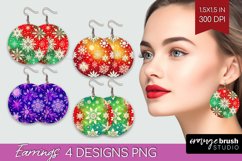 Snowflakes Round Earrings - Christmas PNG Sublimation Product Image 1