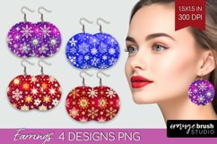 Snowflakes Round Earrings - Christmas PNG Sublimation Product Image 1