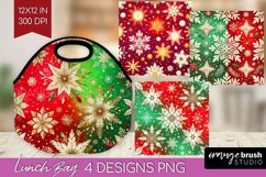 Snowflakes Lunch Bag - Christmas Lunch Bug PNG Sublimation Product Image 1