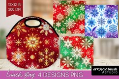 Snowflakes Lunch Bag - Christmas Lunch Bug PNG Sublimation Product Image 1