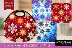 Snowflakes Lunch Bag - Christmas Lunch Bug PNG Sublimation Product Image 1