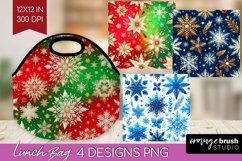 Snowflakes Lunch Bag - Christmas Lunch Bug PNG Sublimation Product Image 1