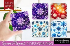 Snowflakes Magnet Sublimation - Christmas Square Magnet PNG Product Image 1