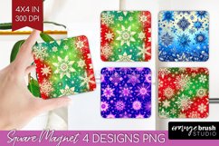 Snowflakes Magnet Sublimation - Christmas Square Magnet PNG Product Image 1