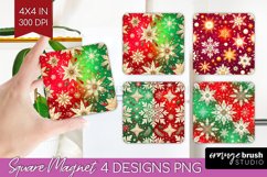 Snowflakes Magnet Sublimation - Christmas Square Magnet PNG Product Image 1