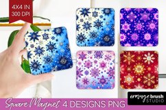Snowflakes Magnet Sublimation - Christmas Square Magnet PNG Product Image 1