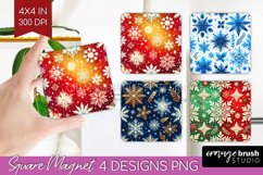 Snowflakes Magnet Sublimation - Christmas Square Magnet PNG Product Image 1