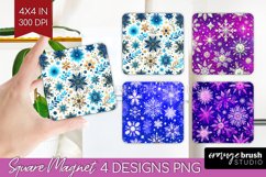 Snowflakes Magnet Sublimation - Christmas Square Magnet PNG Product Image 1