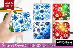 Snowflakes Magnet Sublimation - Christmas Square Magnet PNG Product Image 1