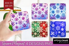 Snowflakes Magnet Sublimation - Christmas Square Magnet PNG Product Image 1