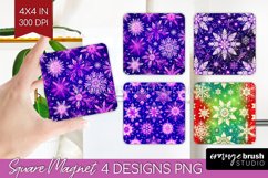 Snowflakes Magnet Sublimation - Christmas Square Magnet PNG Product Image 1