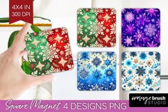 Snowflakes Magnet Sublimation - Christmas Square Magnet PNG Product Image 1