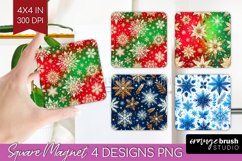 Snowflakes Magnet Sublimation - Christmas Square Magnet PNG Product Image 1
