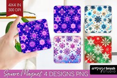 Snowflakes Magnet Sublimation - Christmas Square Magnet PNG Product Image 1