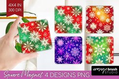 Snowflakes Magnet Sublimation - Christmas Square Magnet PNG Product Image 1