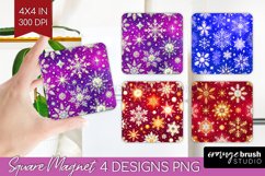 Snowflakes Magnet Sublimation - Christmas Square Magnet PNG Product Image 1