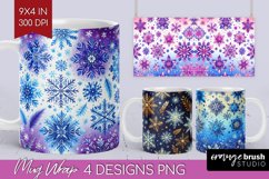 Snowflakes Mug Wrap - Christmas Mug PNG Sublimation Product Image 1