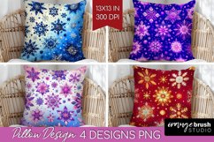 Snowflakes Pillow Sublimation - Christmas Pillow Cover PNG Product Image 1