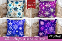 Snowflakes Pillow Sublimation - Christmas Pillow Cover PNG Product Image 1