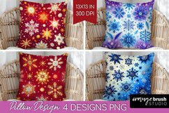 Snowflakes Pillow Sublimation - Christmas Pillow Cover PNG Product Image 1