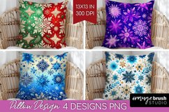 Snowflakes Pillow Sublimation - Christmas Pillow Cover PNG Product Image 1