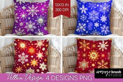 Snowflakes Pillow Sublimation - Christmas Pillow Cover PNG Product Image 1