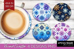 Snowflakes Round Coaster - Christmas Coaster PNG Sublimation Product Image 1