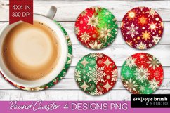 Snowflakes Round Coaster - Christmas Coaster PNG Sublimation Product Image 1