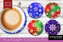 Snowflakes Round Coaster - Christmas Coaster PNG Sublimation Product Image 1
