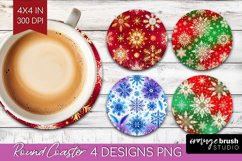 Snowflakes Round Coaster - Christmas Coaster PNG Sublimation Product Image 1