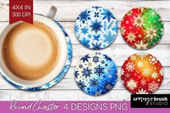 Snowflakes Round Coaster - Christmas Coaster PNG Sublimation Product Image 1