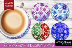 Snowflakes Round Coaster - Christmas Coaster PNG Sublimation Product Image 1